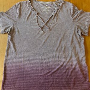 American Eagle Outfitters Striped Ombre Purple Top